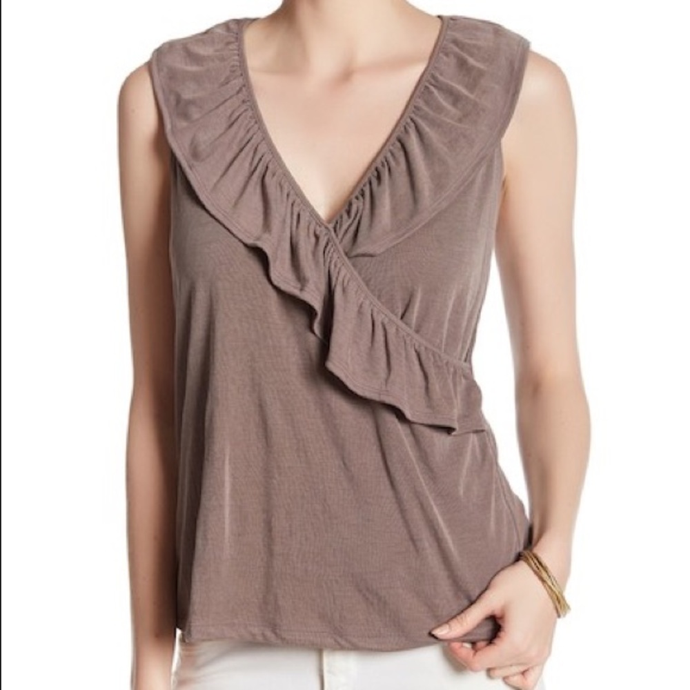 Harlowe and Graham Top Sleeveless Ruffle Wrap